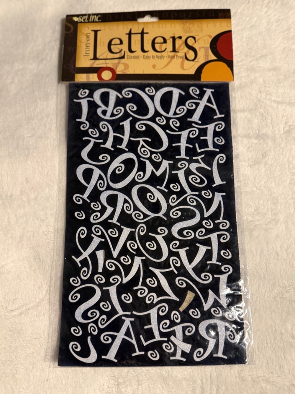 💜 Blue Paisley Flock Iron-on Letters 1 1/2"